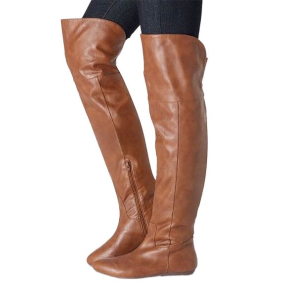 BAMBOO Vintage Brown/Chestnut Morgan Over the Knee Boots, size 5.5 - Picture 1 of 3